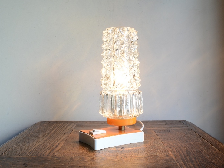 アンティーク照明 ヴィンテージ デザインガラス テーブルランプ (H21cm