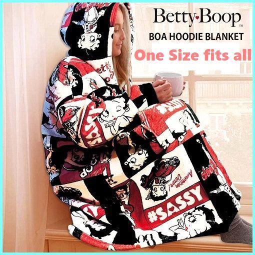 【ベティーブープ】Betty Boop/ベティちゃん/ボア/フーディー/ブランケット/ワンサイズ/フィット/オール/男女兼用
