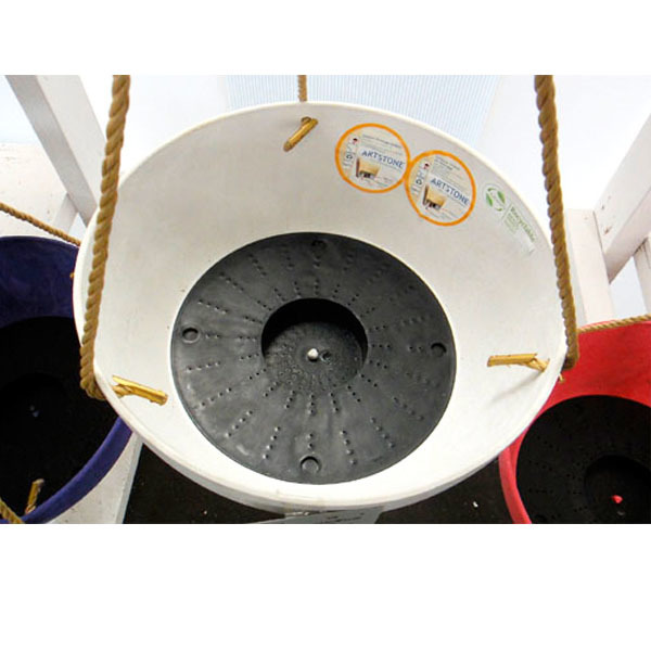 植木鉢（吊り鉢） 底面給水型(底栓付) アートストーン ラウンド ハンギングポット ホワイト（白） 25cm（8号）【2個入】【在庫処分品】の画像2