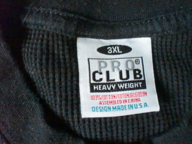 PRO CLUB　プロクラブ　サーマルシャツ　黒　３XL　ビッグサイズ　大きいサイズ　ＵSA製_画像2