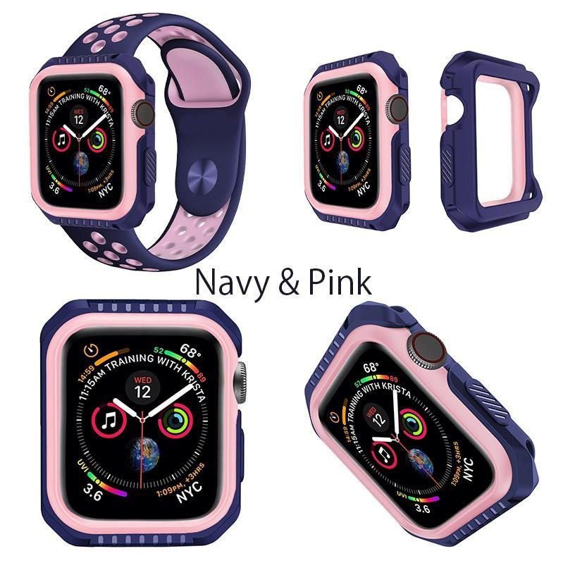  Apple watch AppleWatch Series6 cover Cover 40mm navy & pink new goods SeriesSE case Case Series5 Series4bai color Impact-proof 