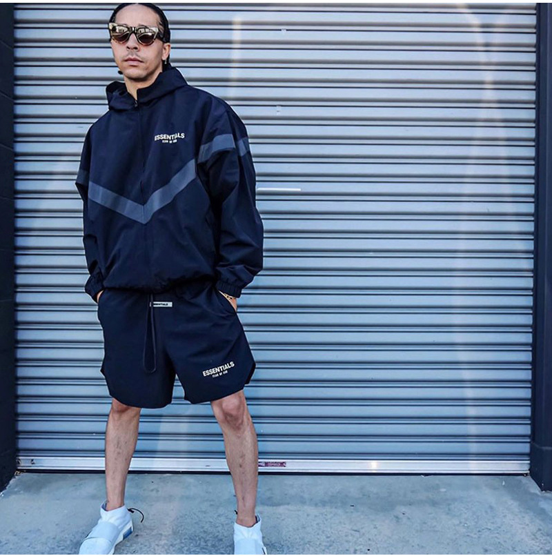  postage 370 jpy ~ new goods FOG short bread [ black S]ESSENTIALS Fear of God water-repellent nylon short pants * west coastal area beach shorts reflector 