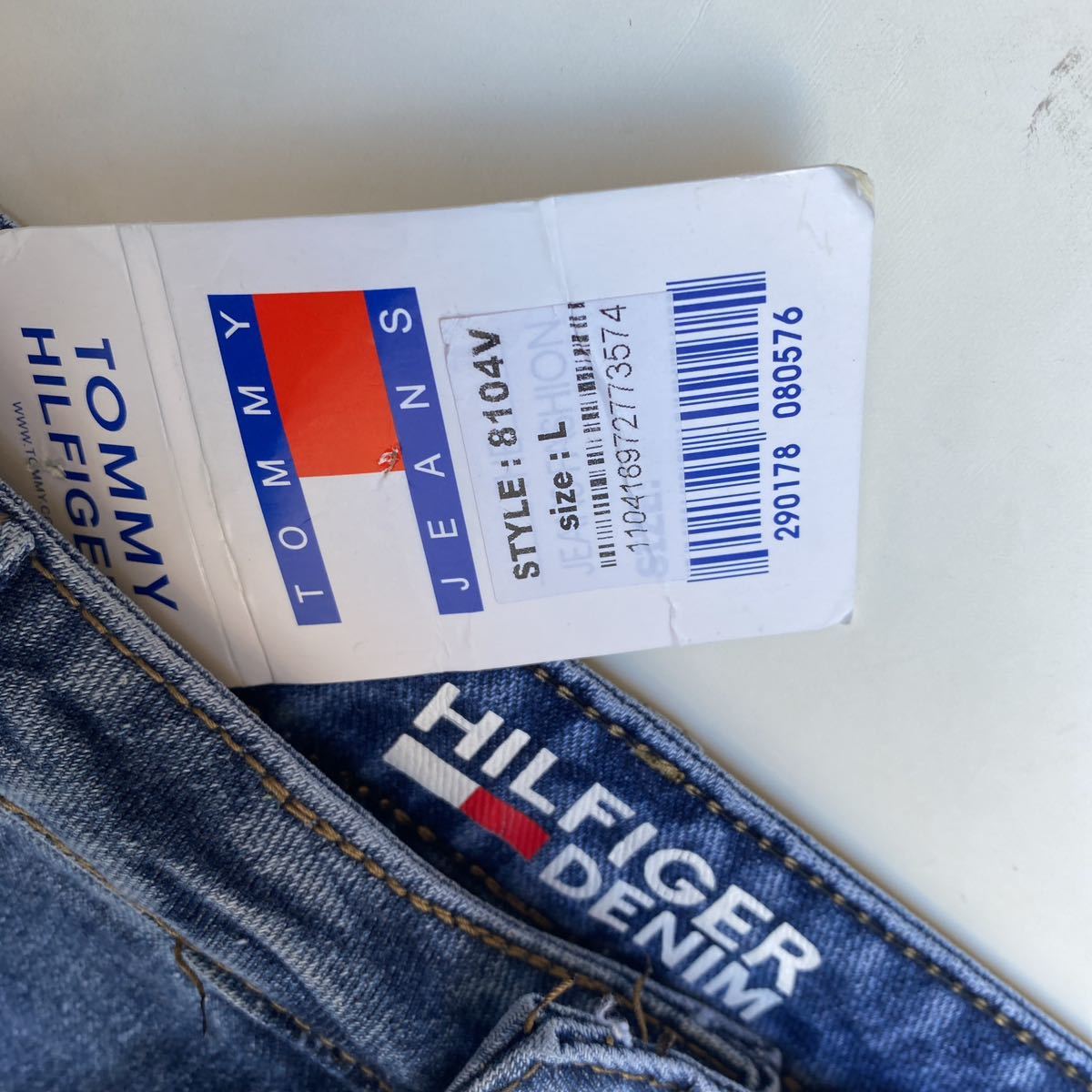 セール即決1円　新品タグ付き TOMMY HILFIGER トミーヒルフィガー USED加工 サイズL スキニー インディゴ デニム パンツ ウエスト71〜72CM_画像3