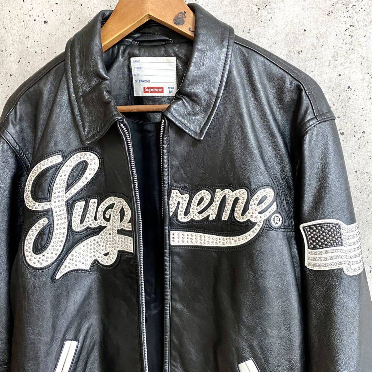 激レア Supreme シュプリーム Uptown Studded Leather Varsity Jacket