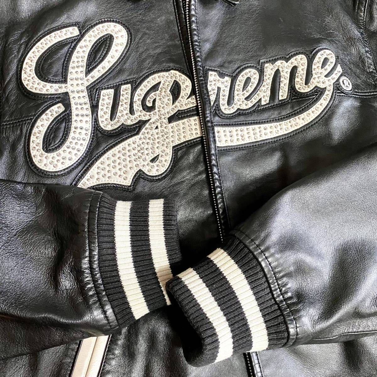 激レア Supreme シュプリーム Uptown Studded Leather Varsity Jacket