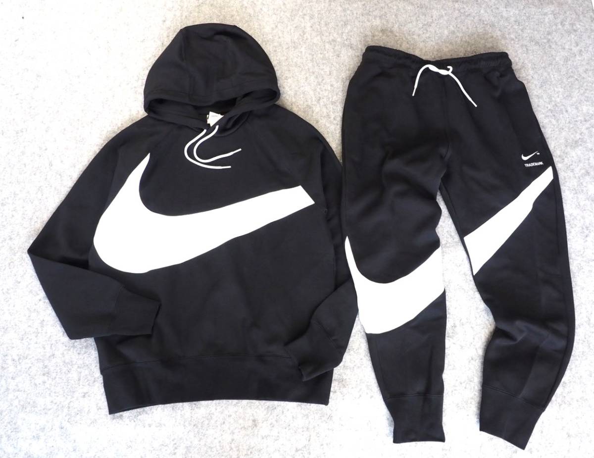 送料1040円～◆新品◆定価26400円◆NIKE◆ナイキ◆BIG SWOOSH TECH フリース スウェットパーカー＋パンツSET◆黒◆XL_画像1