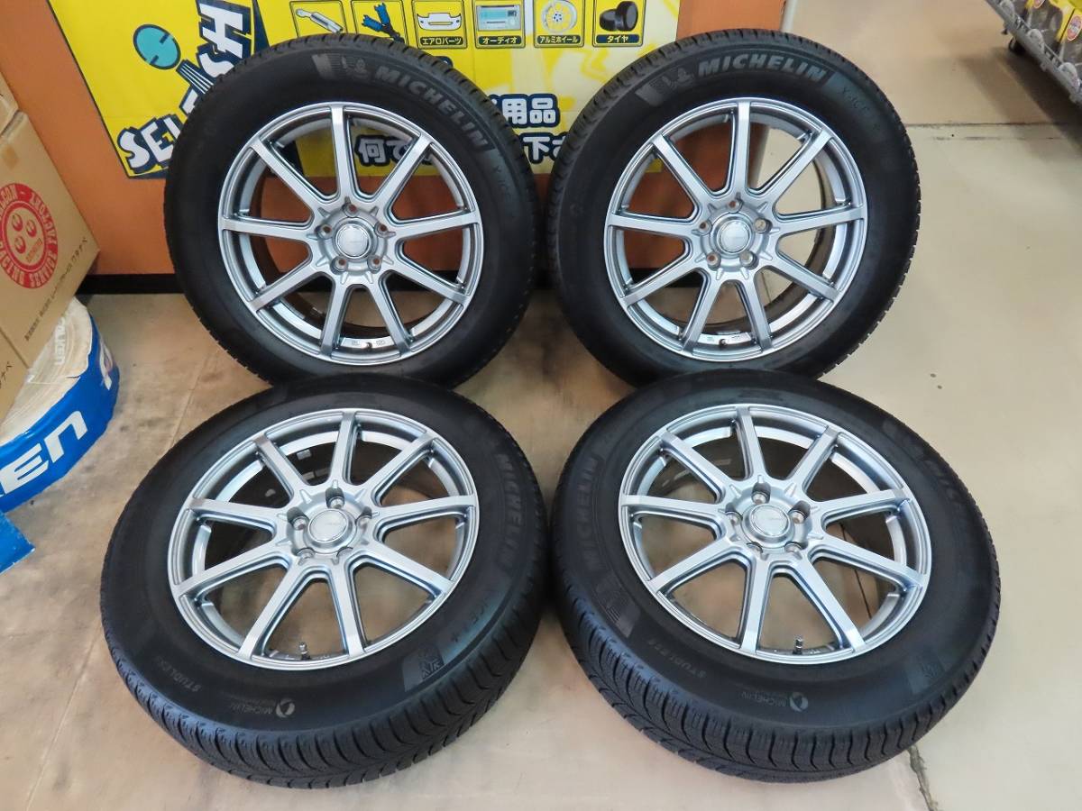 ☆YFC グラス SV 18インチ アルミ ホイール 7J +53 5穴 PCD114.3 シルバー X-アイス3+ 225/60R18 スタッドレス 4本 中古 アウトバック☆