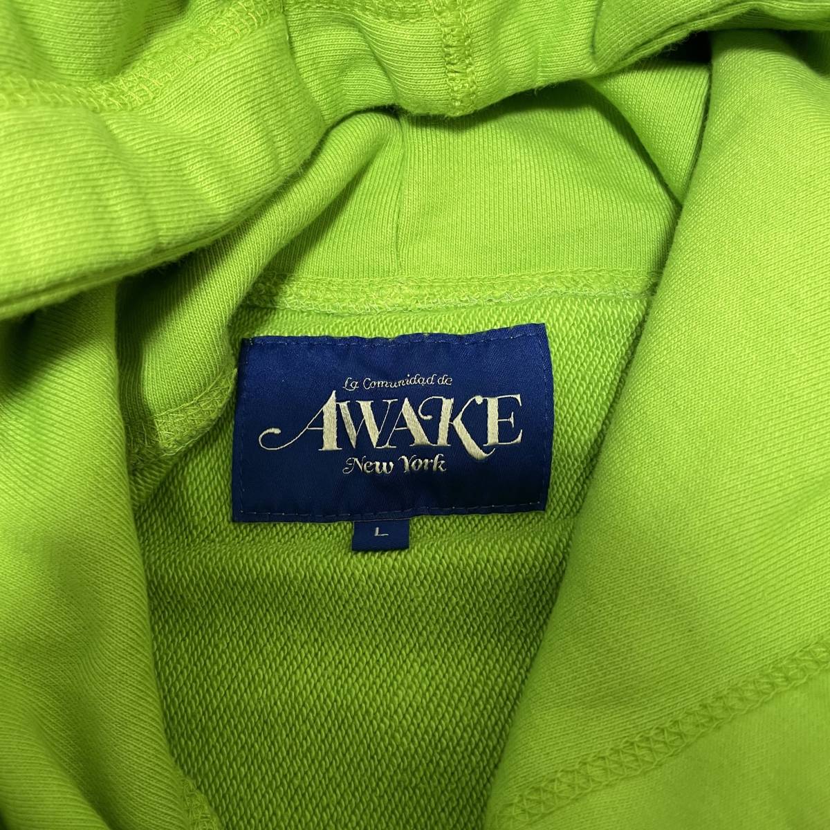 AWAKE NY Chrome Logo Pullover Hoodie Sweatshirt Lサイズ ライムグリーン Lサイズ アウェイクニューヨーク パーカー トップス_画像5