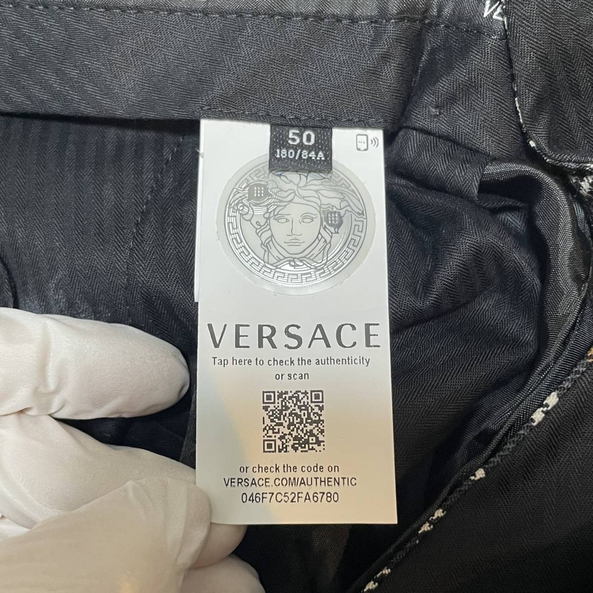 VERSACE ヴェルサーチ【A86409 A235738】レオパード チェック スラックスパンツ 50サイズ