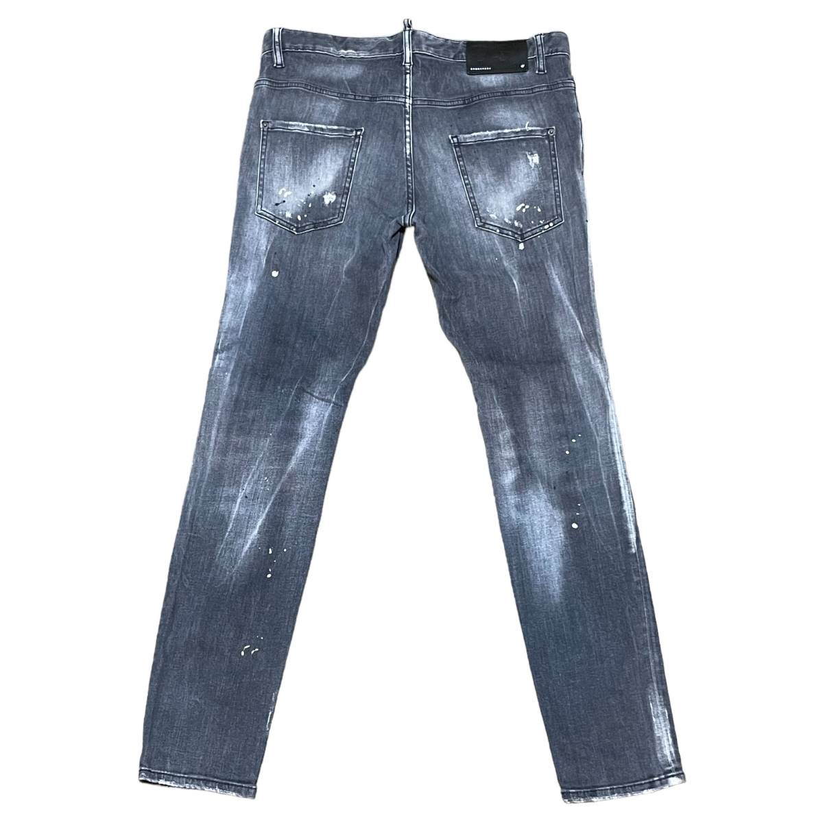 【美品】DSQUARED2 ディースクエアード【S74LB0810 TRASH BLACK WASH SUPER TWINKY JEAN】ダメージペンキ加工 ストレッチデニムパンツ