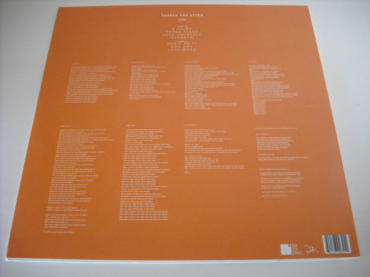 【LP】【2010 US Original】【US FEMALE SSW】SHARON VAN ETTEN / EPIC_画像2