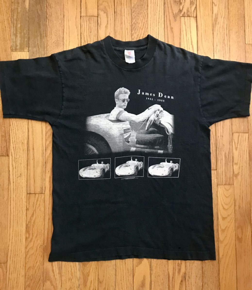 James Dean ビンテージ Tシャツ 1990 ポルシェ550スパイダー ブラック L フルーツオブザルーム HEAVY cotton