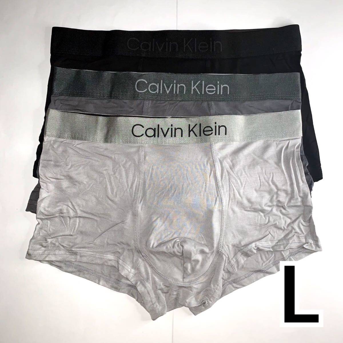 Calvin Klein ボクサーパンツ BLACK Lサイズ 3枚セット ブラック ダークグレー ライトグレー 送料無料 最短発送 カルバンクライン_画像3