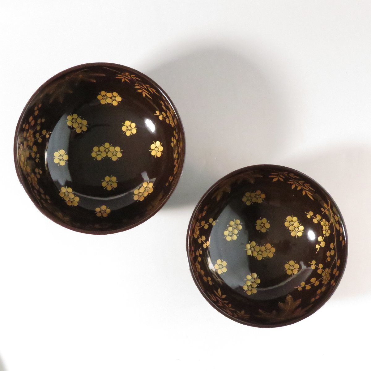 ◇◇ 時代 黒溜塗 松竹梅蒔絵 夫婦雑煮椀 一対 江戸後期(1840年)頃
