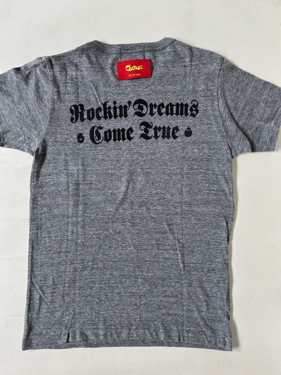 クリームソーダCREAM SODA Tシャツ 胸角ドクロプリント バックプリント 杢グレー×黒 完売品 レア サイズ表記S検ロックンロール ロカビリー_画像2