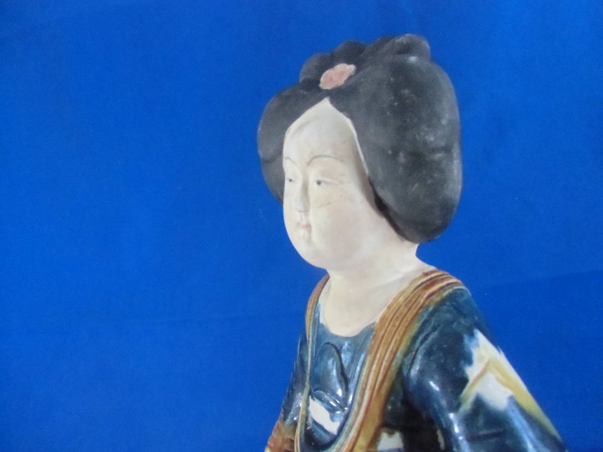 中国美術、 唐三彩、加彩婦人俑、 樂紺、 陶器人形、 婦人俑、骨董品、中國古瓷器、高さ３９ｃｍ_画像7