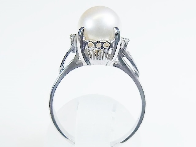 あこや真珠・ダイヤモンド入りＰｔリング［サイズ１２号］ の画像3