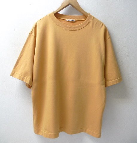 ◆AURALEE オーラリー 22ss SUPER HIGH GAUGE NAPPED SWEAT TEE ネップド スウェット Tシャツ サイズ4　イエロー系