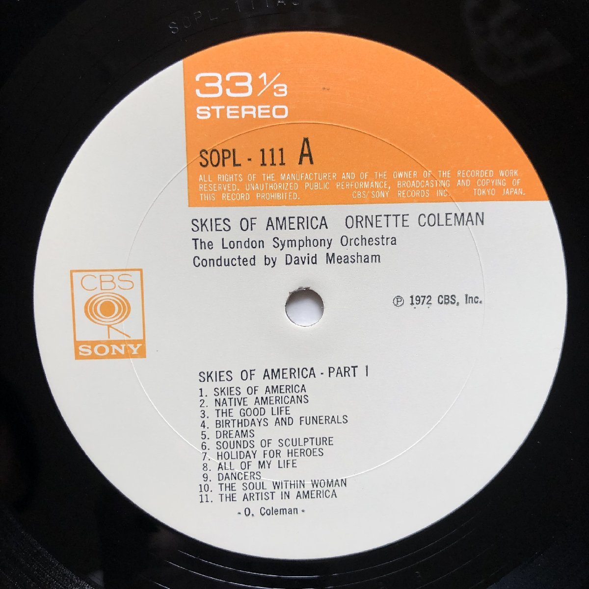 原信夫Collection 傷なし美盤 美ジャケ 新品並み 1972年 国内初盤 オーネット・コールマン Ornette Coleman LPレコード Skies Of America:_画像7