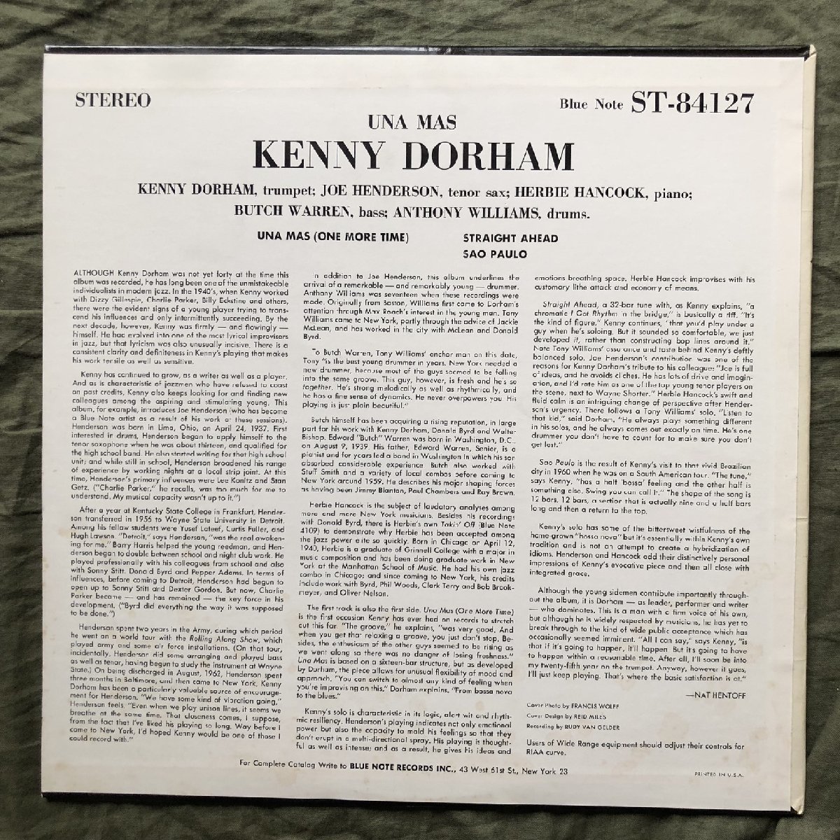 原信夫Collection 美盤 良ジャケ 激レア VAN GELDER刻印 1963年 米国オリジナル盤 Kenny Dorham LPレコード Una Mas: Herbie Hancock_画像2