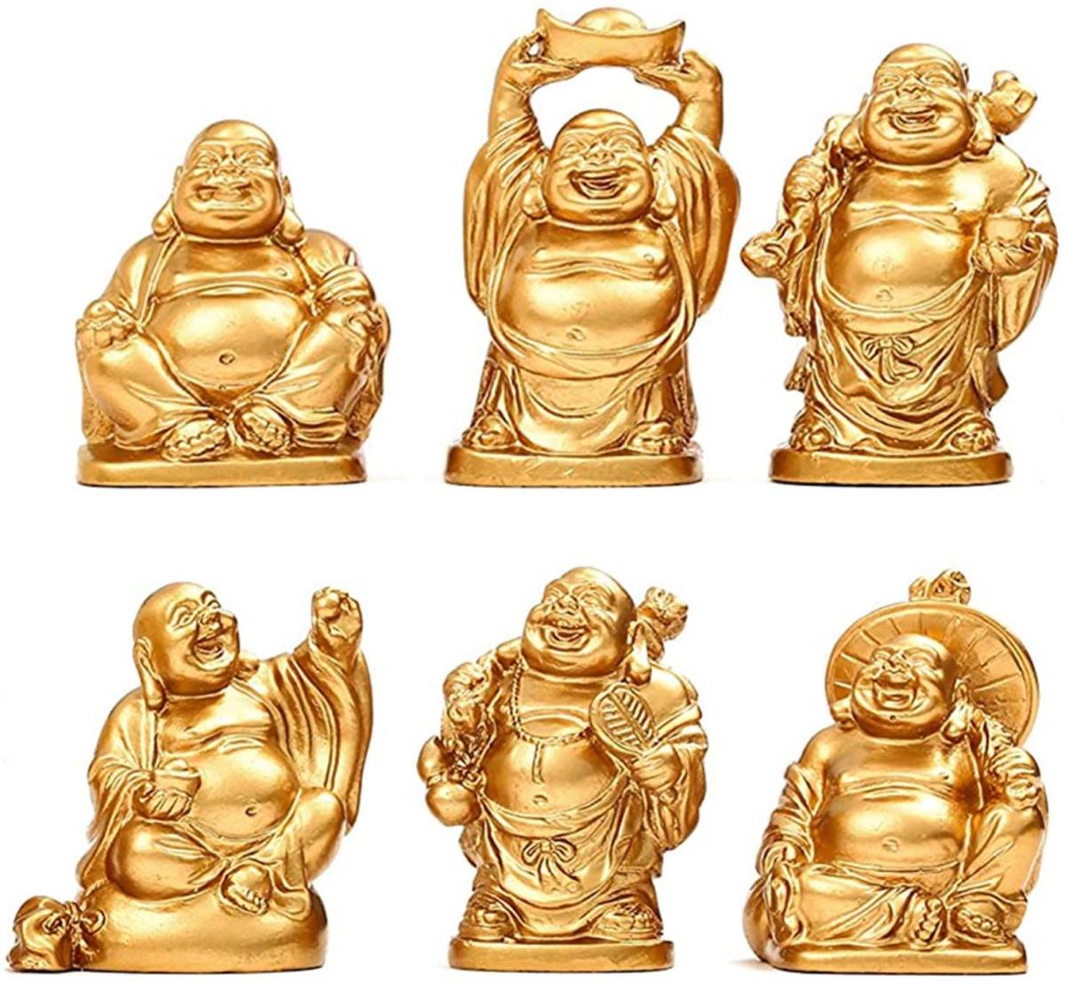 置物 布袋様 ゴールド 6個セット インテリア 七福神 弥勒菩薩 仏像