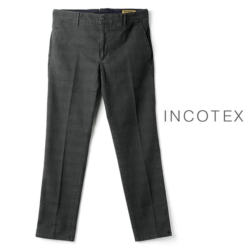 ◆【INCOTEX SLACKS(インコテックススラックス)/コットンストレッチグレンチェックテーパードパンツ(103型/TIGHT FIT)】[itx2360041-33]