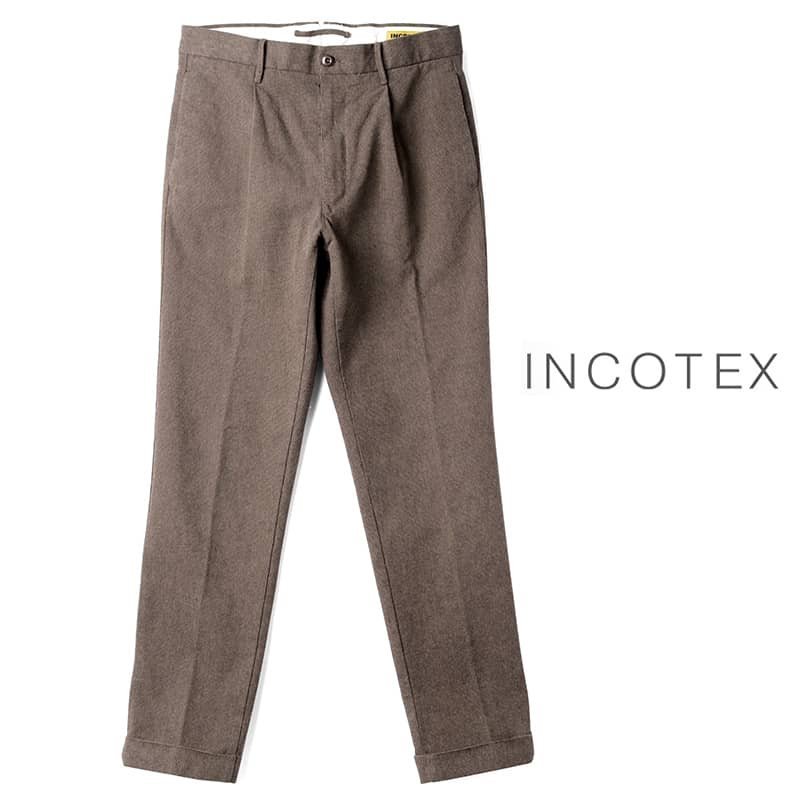 ◆【INCOTEX SLACKS(インコテックススラックス)/コットンウールストレッチジャカード1プリーツパンツ(173型/REGULAR FIT)】[itx2360081-33]