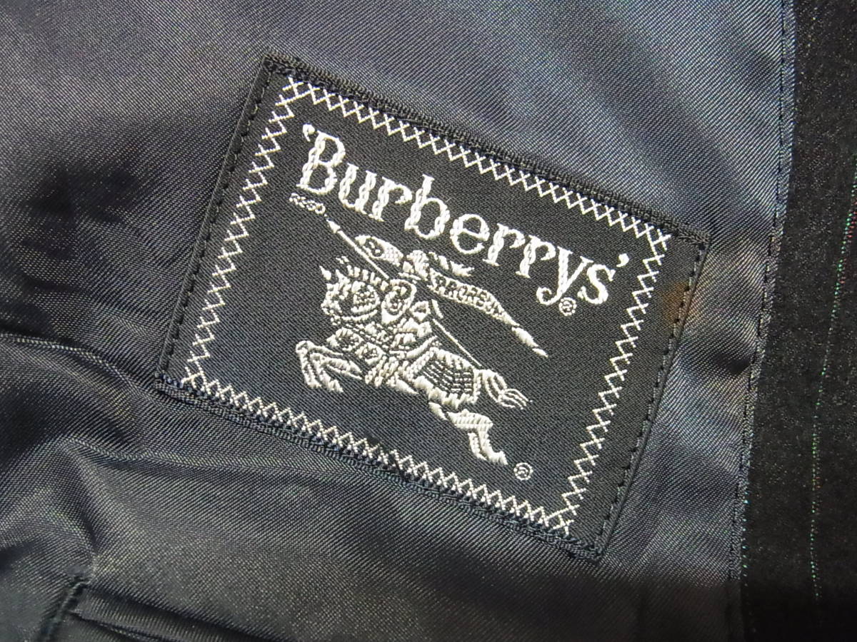 綺麗 BURBERRY バーバリー 上質ウール 3ピース ストライプ シングル スーツ 濃紺 サイズAB5_画像5