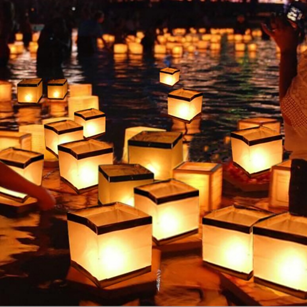  profit 1P square water floating paper lantern lantern party birthday wedding equipment ornament candle S L
