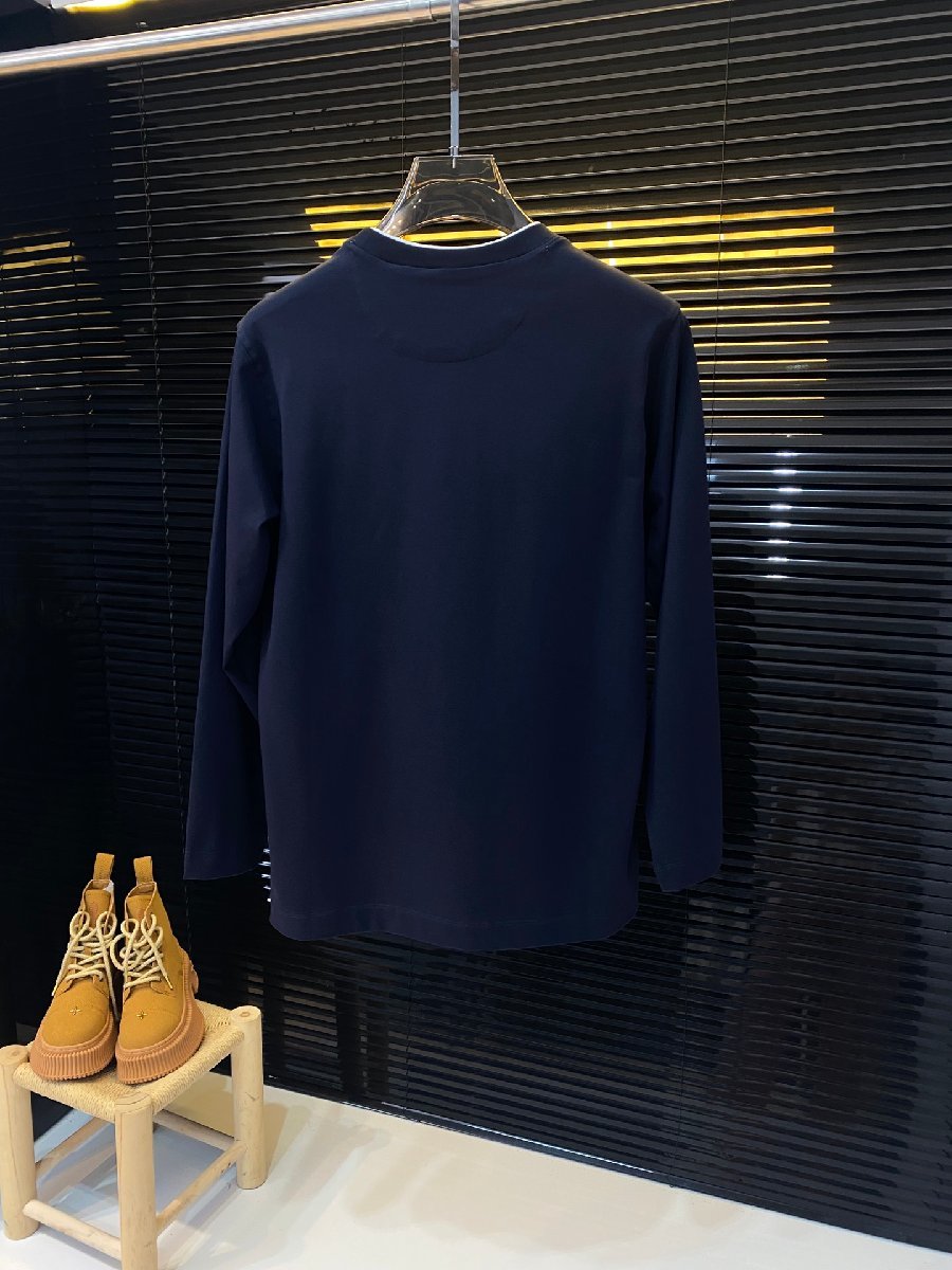 メーカー包装済】 BRUNELLO メンズT-シャツ 長袖 丸首 コットン