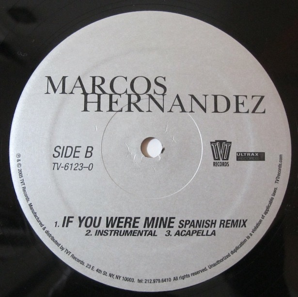 MARCOS HERNANDEZ - IF YOU WERE MINE REMIX US盤12インチ (US / TVT / 2005年) (MR. COLLIPARK)_画像4