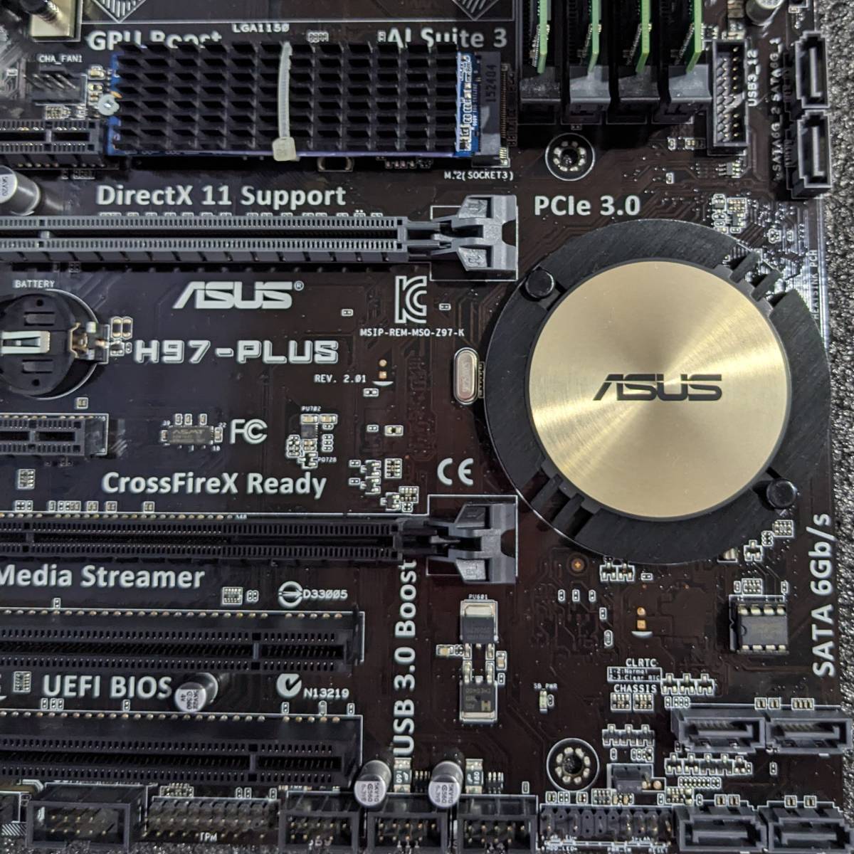 【中古】ASUS H97-PLUS(Win10Home) + CPU(i7 4790)、メモリ(32GB)、SSD(M.2 SATA 256GB)セット