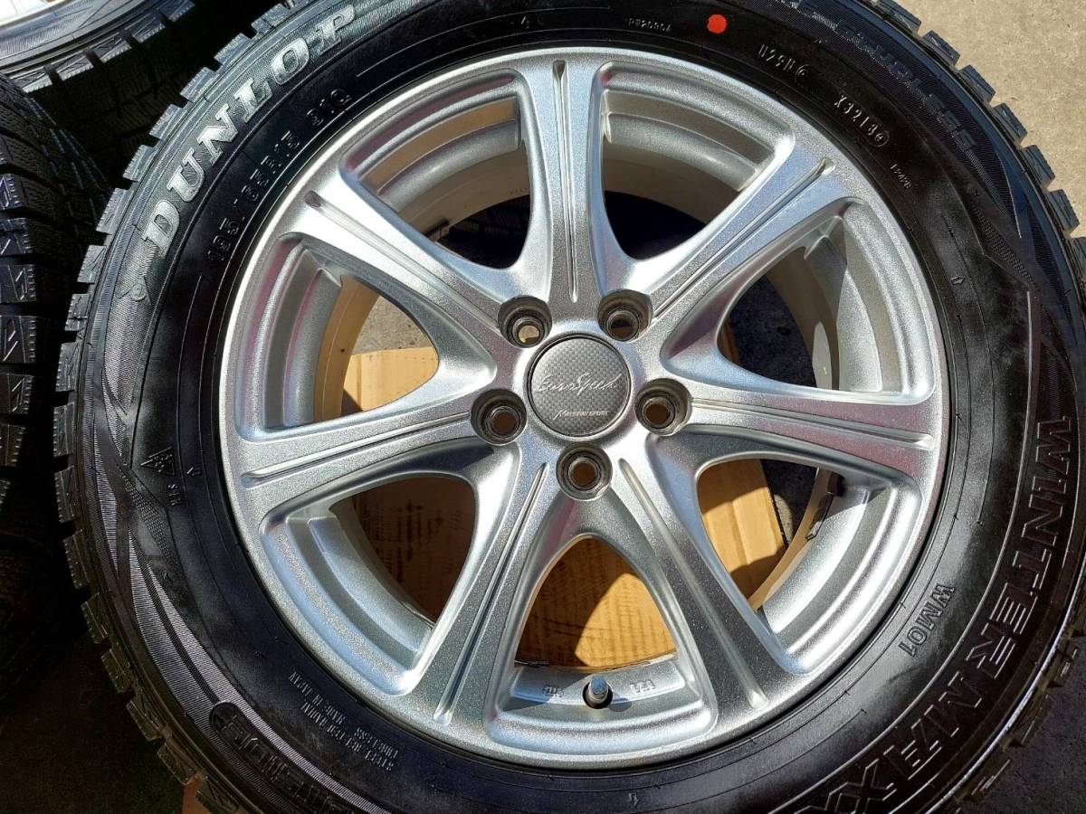 マナレイ 6J-15インチ ET45 100-5H スタッドレスセット ウィンターマックスWM01 195/65R15 2018年製 プリウス アリオン ウィッシュ_画像2