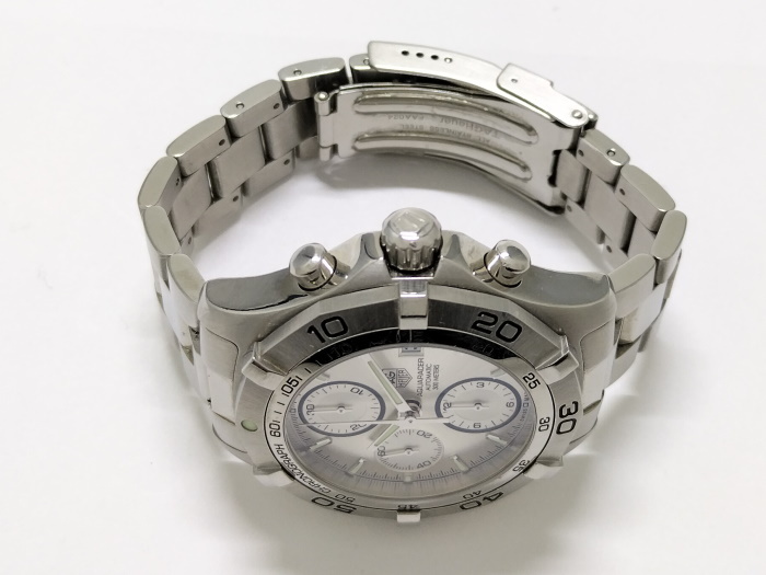 【中古】TAG HEUER アクアレーサー クロノグラフ メンズ 腕時計 自動巻き SS シルバー文字盤 CAF2111_画像2