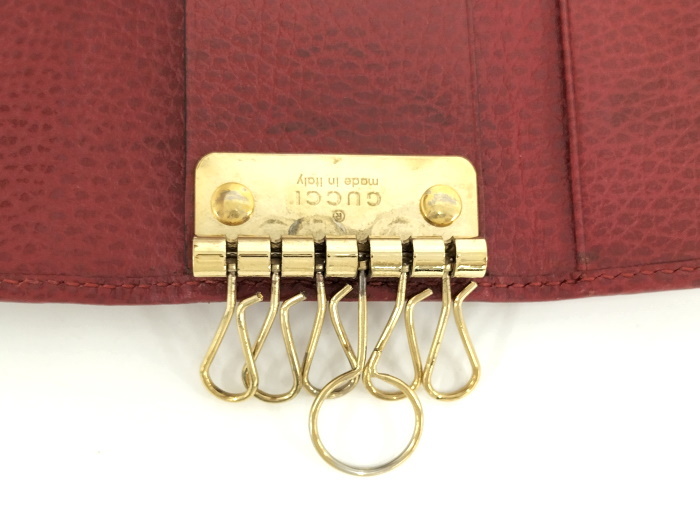 【中古】GUCCI 6連キーケース GGマーモント ゴールド金具 レザー レッド 456118_画像10