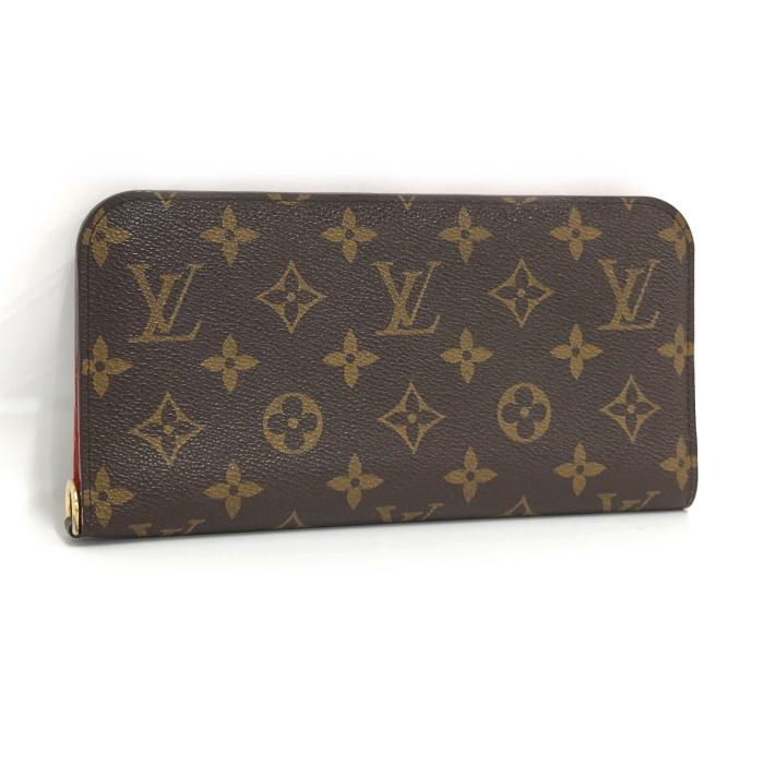 【中古】LOUISVUITTON 二つ折り長財布 ポルトフォイユアンソリット モノグラム ルージュ M66567_画像1