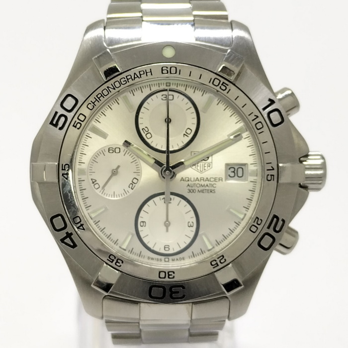 【中古】TAG HEUER アクアレーサー クロノグラフ メンズ 腕時計 自動巻き SS シルバー文字盤 CAF2111_画像1