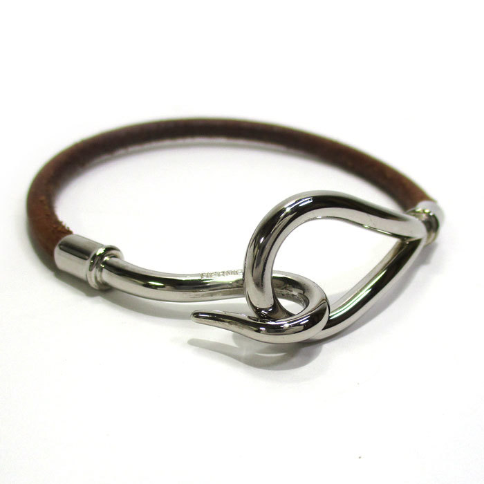 今季ブランド 【中古】HERMES ジャンボ ブレスレット レザー ブラウン