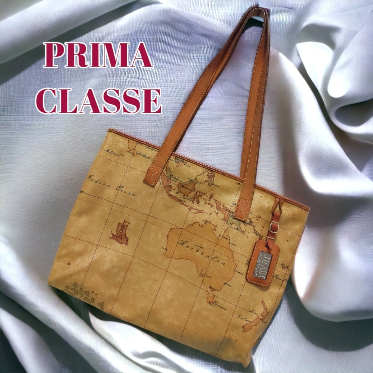 100%正規品 トートバッグ classe prima 美品 世界地図柄 地図