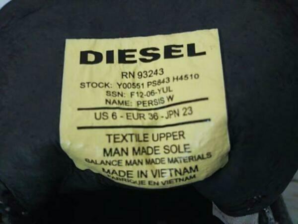 送料無料　DIESEL ハイカットスニーカー シルバー サイズ36 長期保存品_画像8