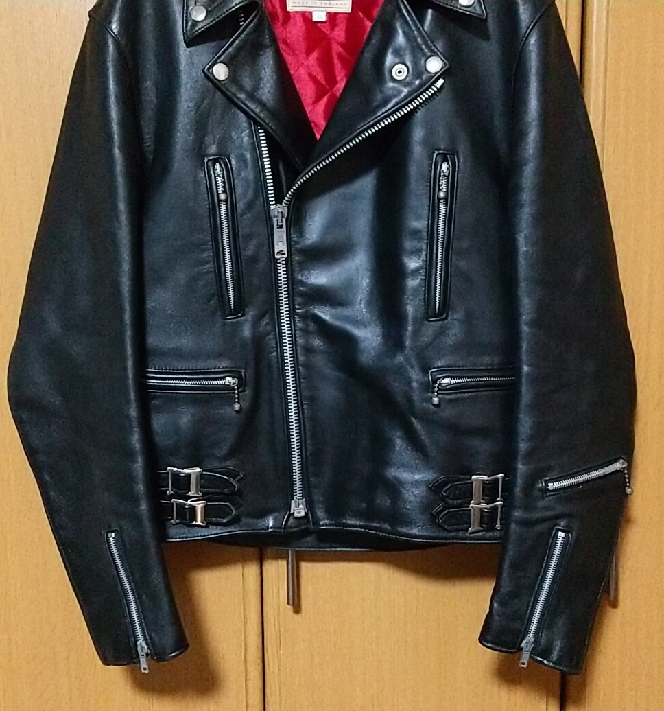 666 Leather wear トリプルシックス ダブルライダースジャケット 38 レザー ブラック 黒 牛革 ルイスレザー lewis leathers ライトニング _画像3