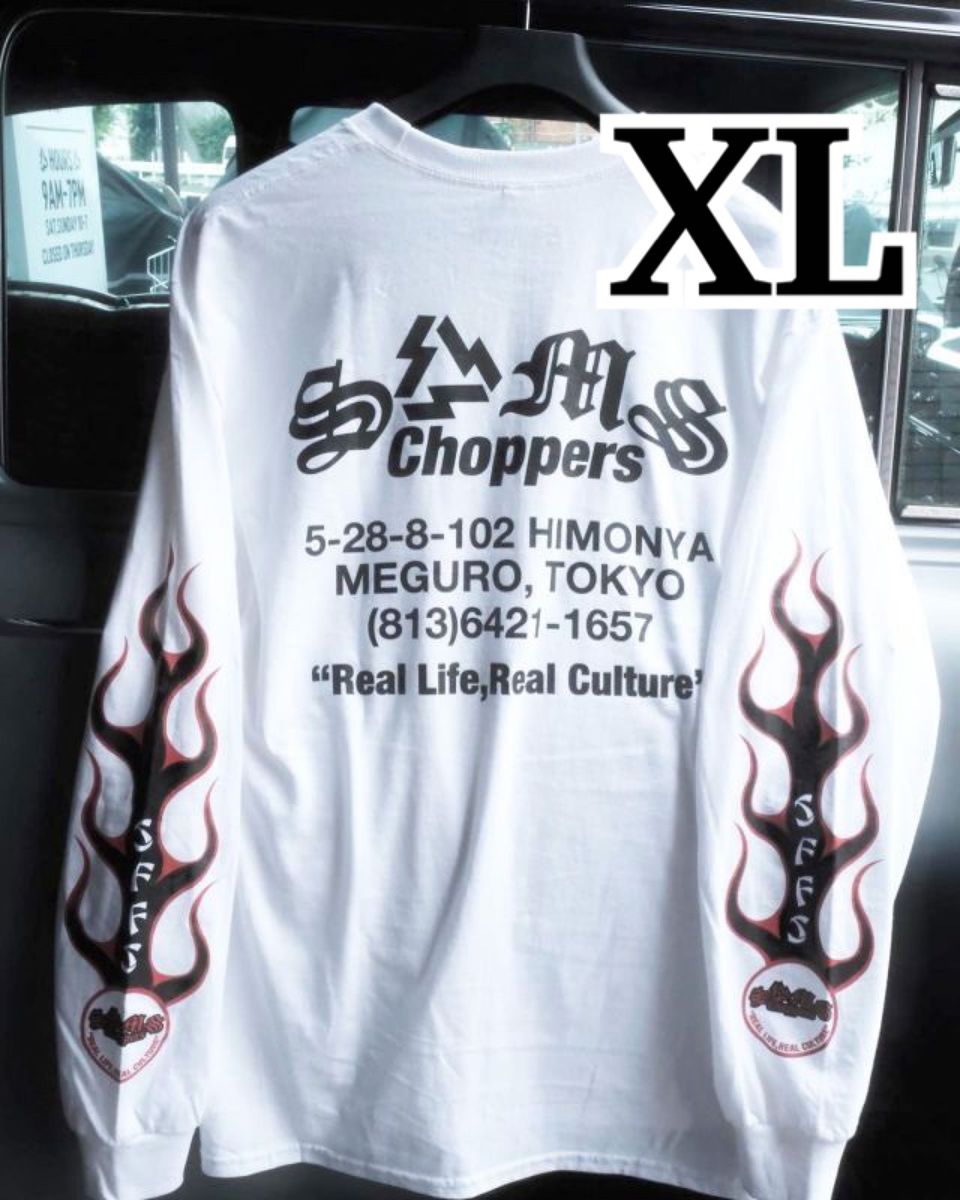 ショップ　サムズ　ロングスリーブTシャツ/SAMS フレイム WHITE XL
