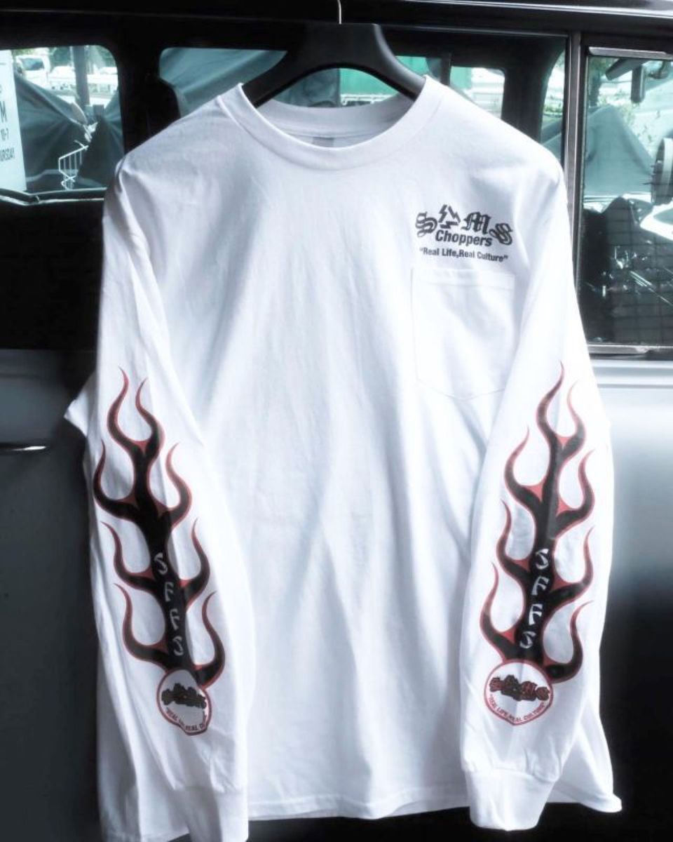 ショップ　サムズ　ロングスリーブTシャツ/SAMS フレイム WHITE XL