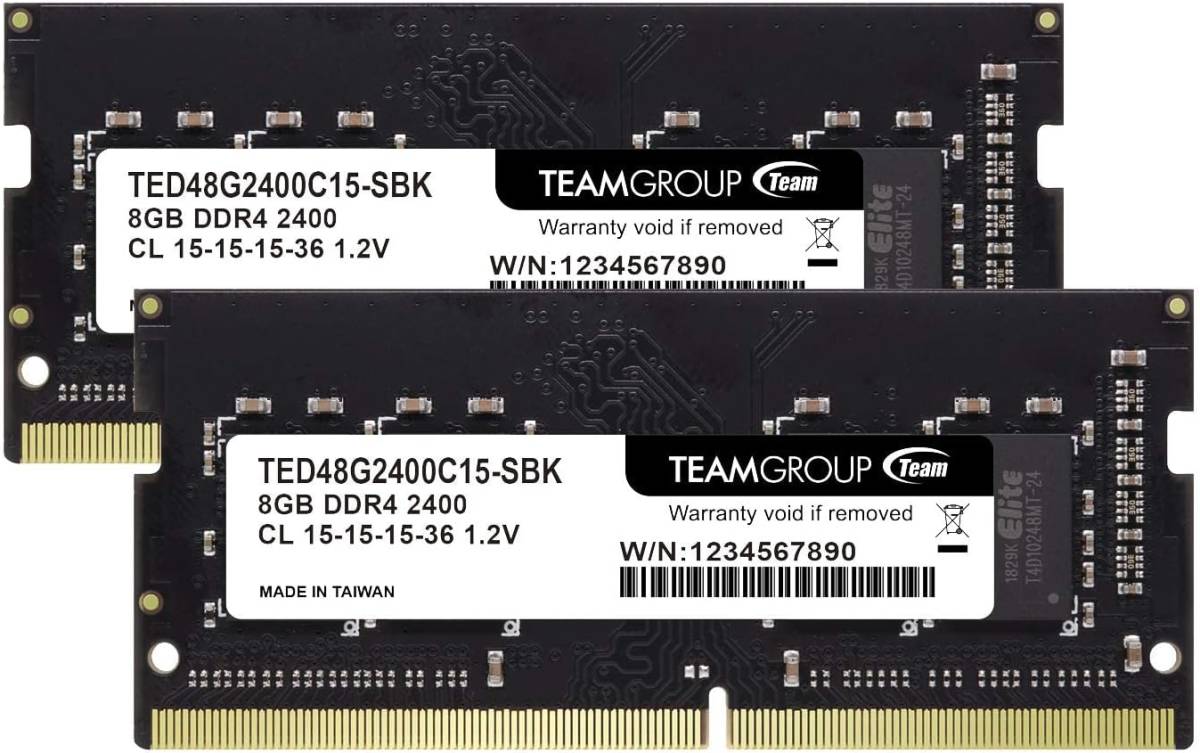 8GBx2枚 Team ノートPC用 SO-DIMM DDR4 2400MHz PC4-19200 8GBx2枚組 16GBkit