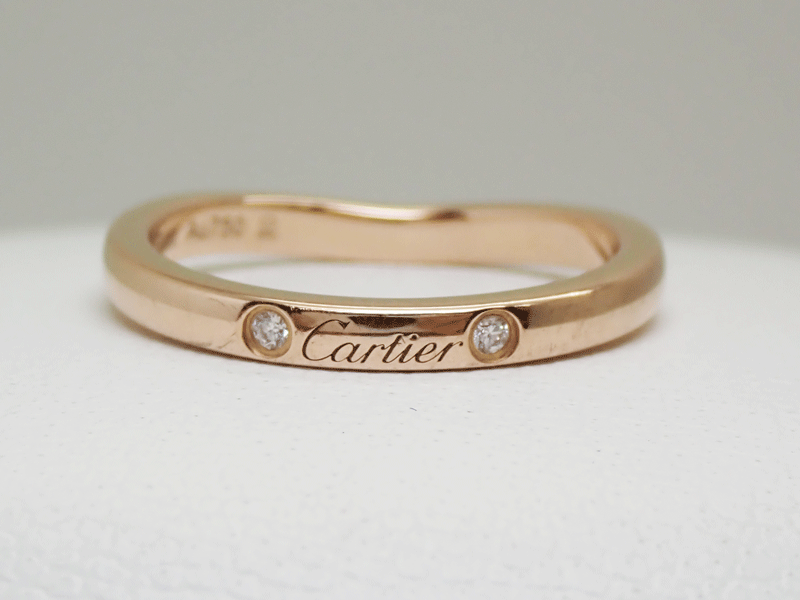 Cartier カルティエ リング 指輪 バレリーナ ウェディング 3P 0.01ct 幅約2mm B4098600 K18PG　#46 美品　送料無料！！_画像2