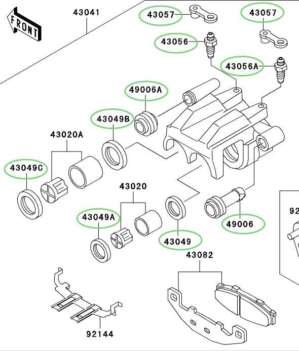 送料無料 カワサキ純正新品 ゼファー750 ゼファー750RS リアキャリパー ピストンシール ブーツ エア抜きボルト ブレーキ オー パッキン 933の画像2