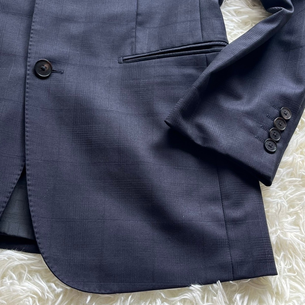 大きな取引 極美品○BURBERRY シャドーチェック 2B ダークネイビー XL