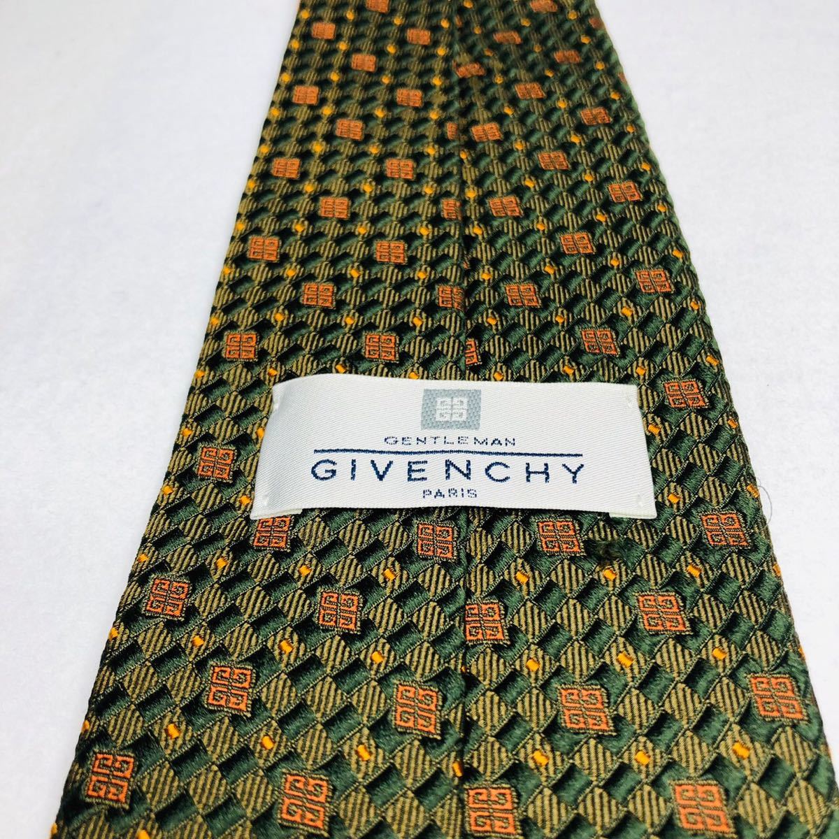 GIVENCHYジバンシー ネクタイ ハイブランド オレンジロゴ柄ブラウン