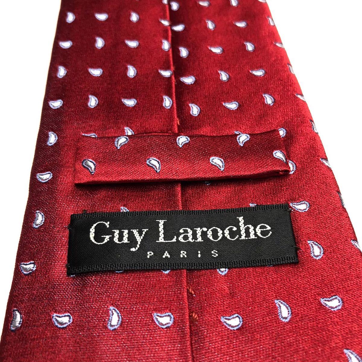 Guy Laroche ギラロッシュ ネクタイ ハイブランド レッド総柄 高級シルク100％の画像4