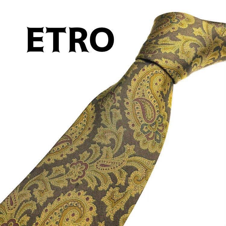 新入荷 ETROエトロネクタイ ハイブランド ペイズリー柄カーキ 高級